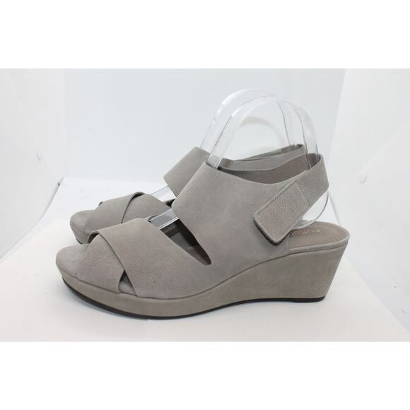 Nurture Gray Suede Sairyn Wedge Heel Sandals sz 9M - Picture 1 of 5